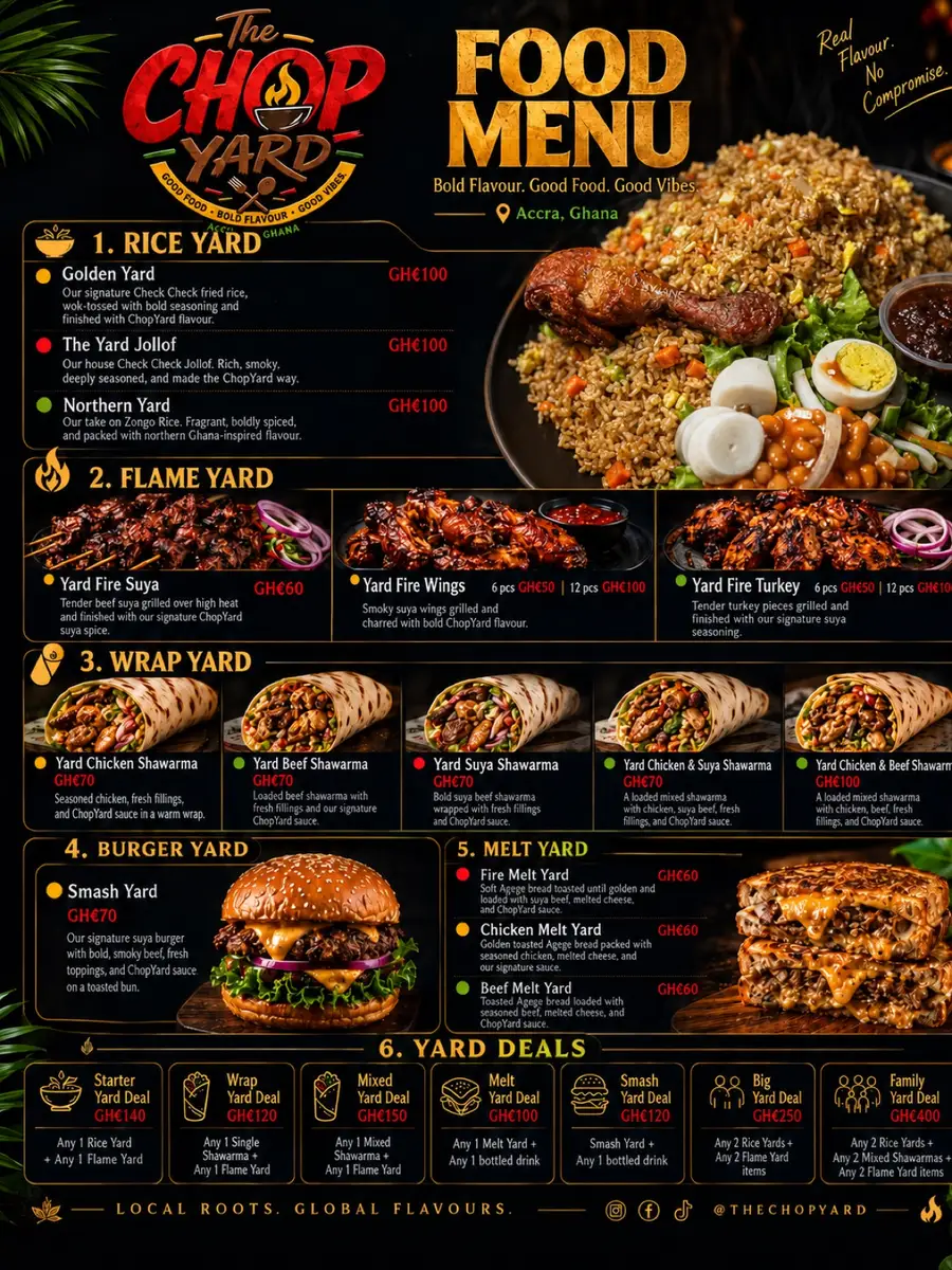 A ChopYard platter of seasoned rice, grilled chicken, vegetables, egg, and sauce
